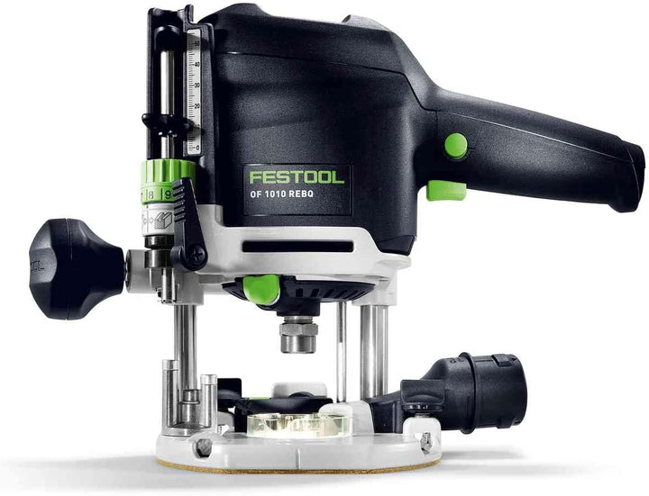 Festool Oberfräse OF 1010 REBQ-Plus (mit Seitenanschlag, Lichtmodul, Spannzange, Gabelschlüssel, plu