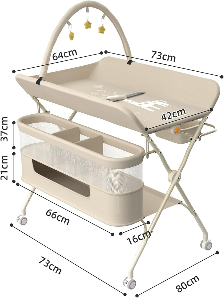 OHMG Baby Wickelkombi Mobiler Bade-Wickeltisch faltbar,klappbare Wickelkommode mobiler,Wickeltisch m