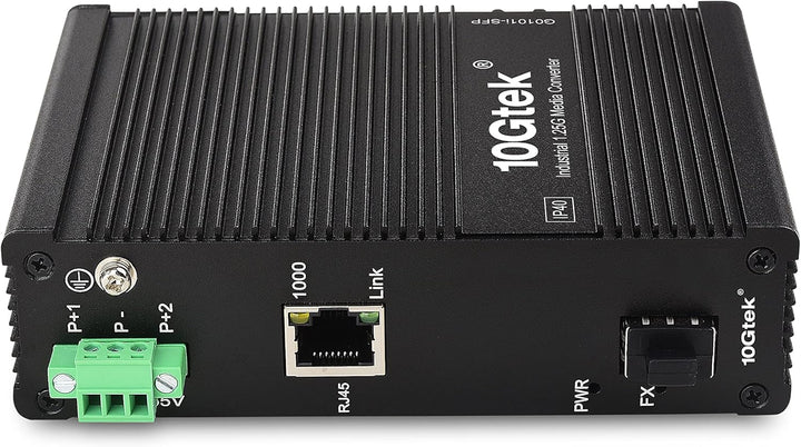 10Gtek Gigabit 1.25G Industrial IP40 Media Converter, (w/ 20-km SFP transceiver), G0101i, DIN-Rail M