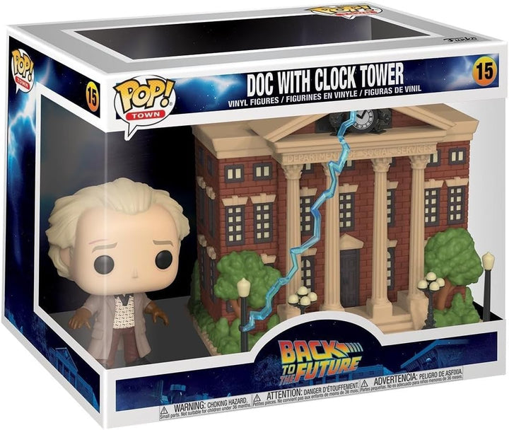 Funko Pop! Town: BTTF - Dr. Emmett Brown - Doc mit Clock Tower - Back to The Future - Vinyl-Sammelfi
