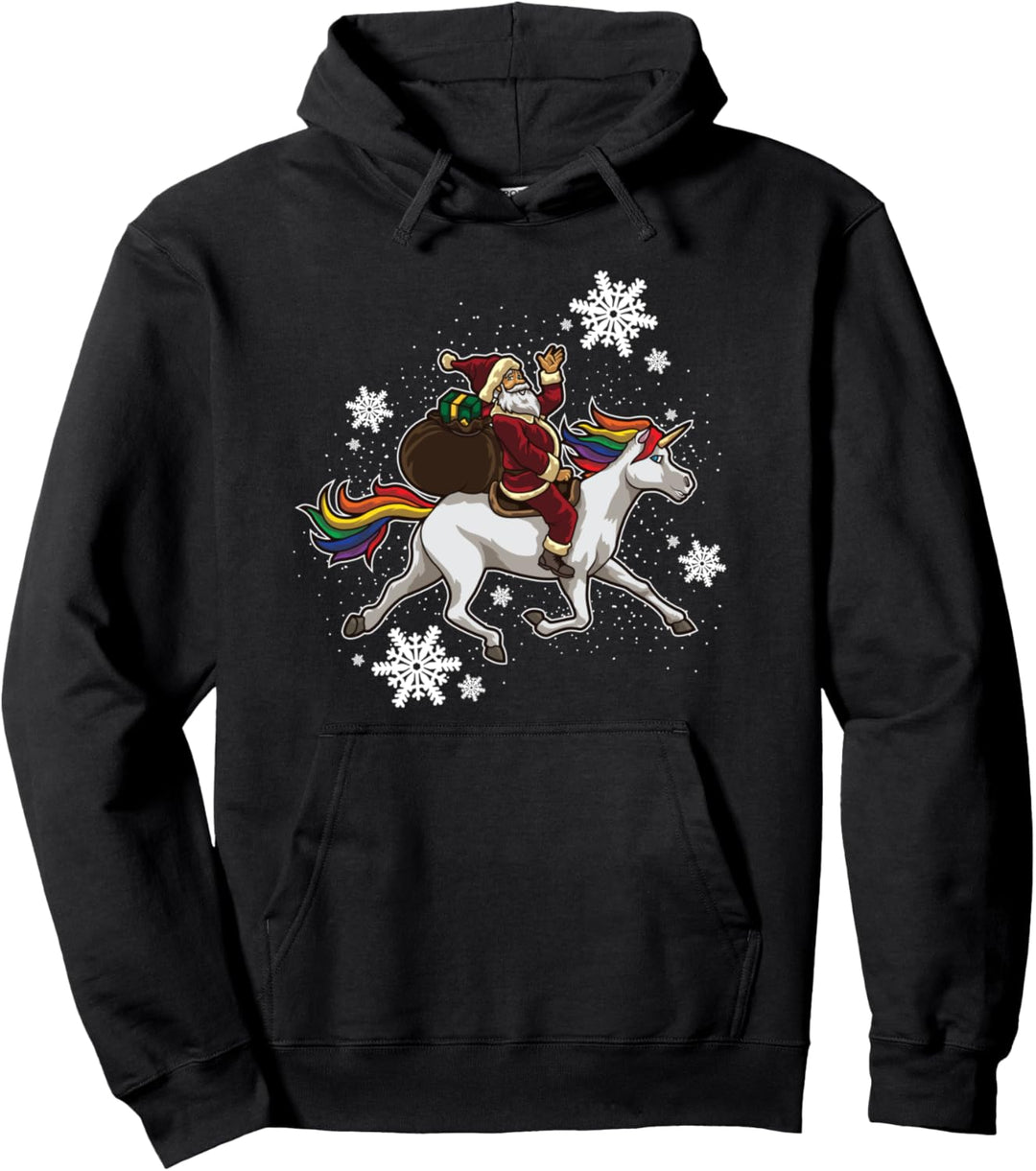 Weihnachtsmann reitet Einhorn - Weihnachtliches Fabelwesen Pullover Hoodie