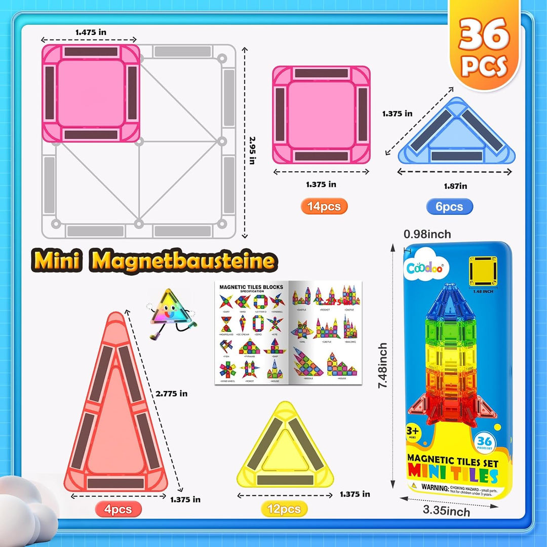 Magnetische Bausteine für Kleinkinder, Magnetblöcke, STEM-Bauspielzeug für Kinder von 3 bis 8 Jahren