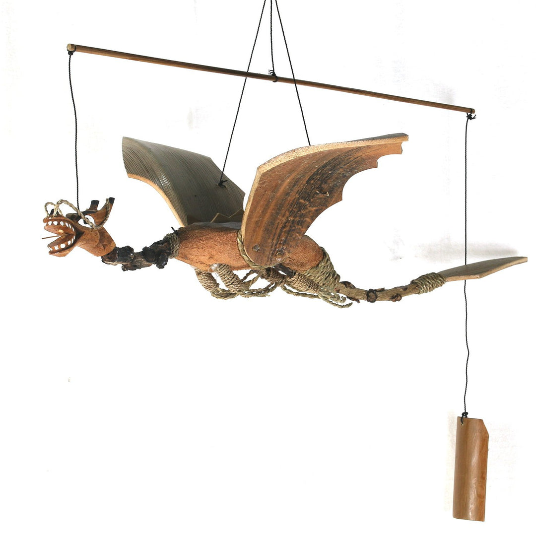 ART-CRAFT WSDR001 Windspiel Mobile Outdoor Indoor Drachen XL aus Kokos und Bambus LxBxH 60x40x40cm 6