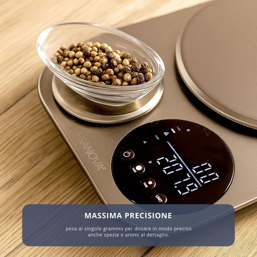 Kasanova 1 Digitale Küchenwaage-SmartChef Doppelplattform, Edelstahl ABS-Kunststoff Elektronische Ko