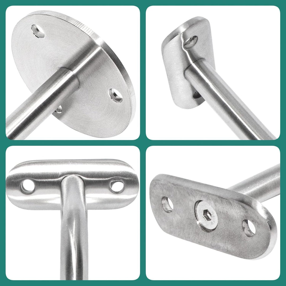 PRIOstahl Handlaufhalter Handlauf Wandhalter Handlaufstütze - 4 x Handlaufträger an die Wand für 42,