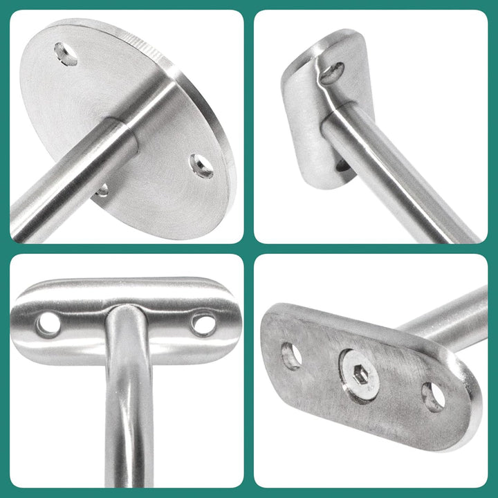 PRIOstahl Handlaufhalter Handlauf Wandhalter Handlaufstütze - 4 x Handlaufträger an die Wand für 42,