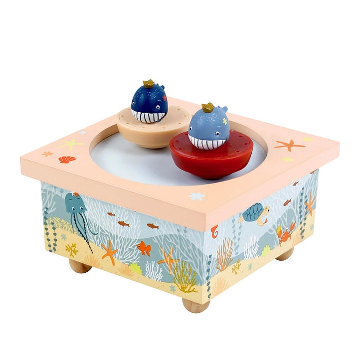Trousselier 6260412 Spieluhr mit tanzenden Figuren für Kinder, Wale, magnetisch, Musikbox, Musikspie