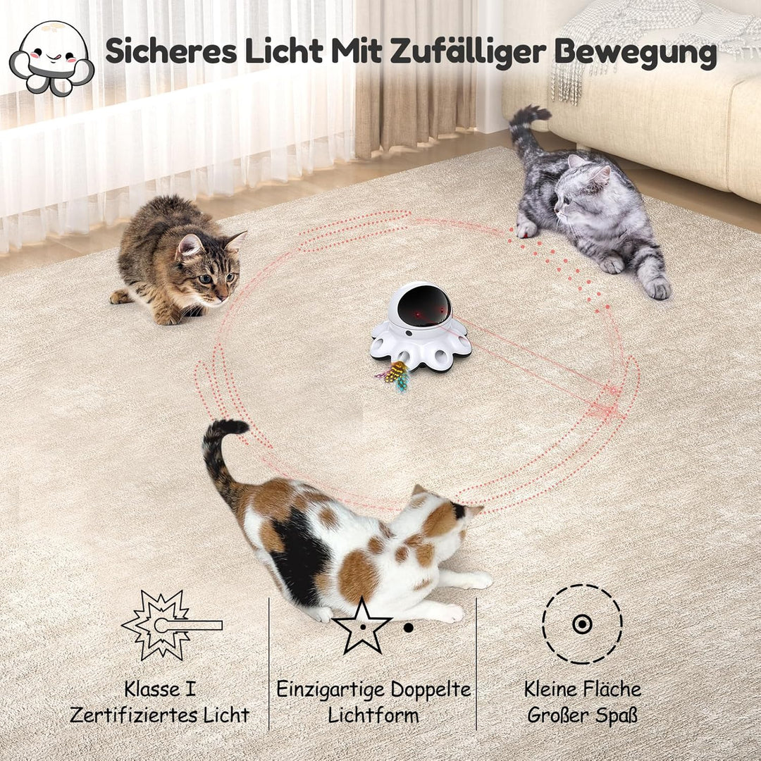 GoldenSun Katzenspielzeug, 2-in-1 Automatisches Katzenspielzeug, 8-Loch Whack-a-Mole & 360° Zufallsb