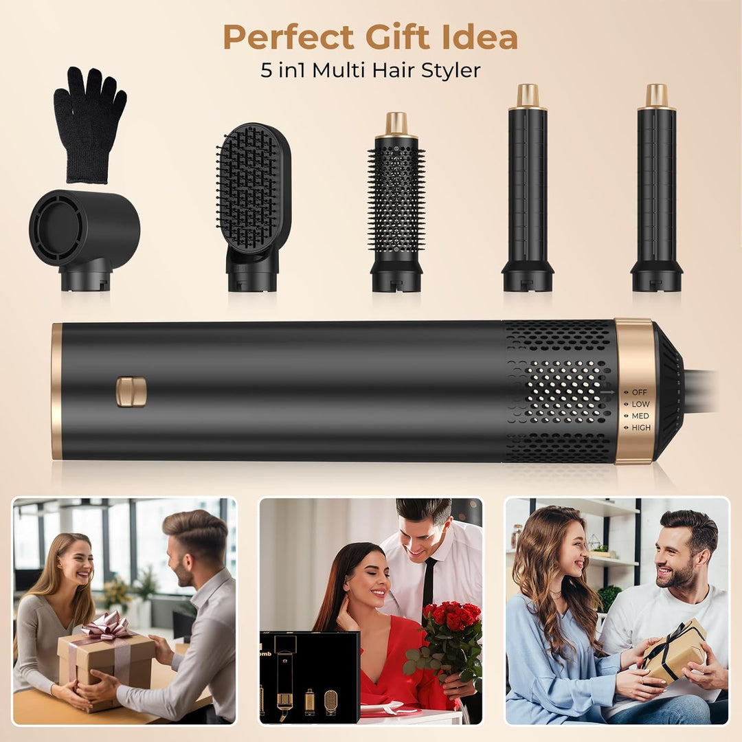UKLISS 5 in 1 Hairstyler & & Föhn Set mit Rundbürstenföhn, Warmluftbürste, Hair Dryer, Lockenföhn, S