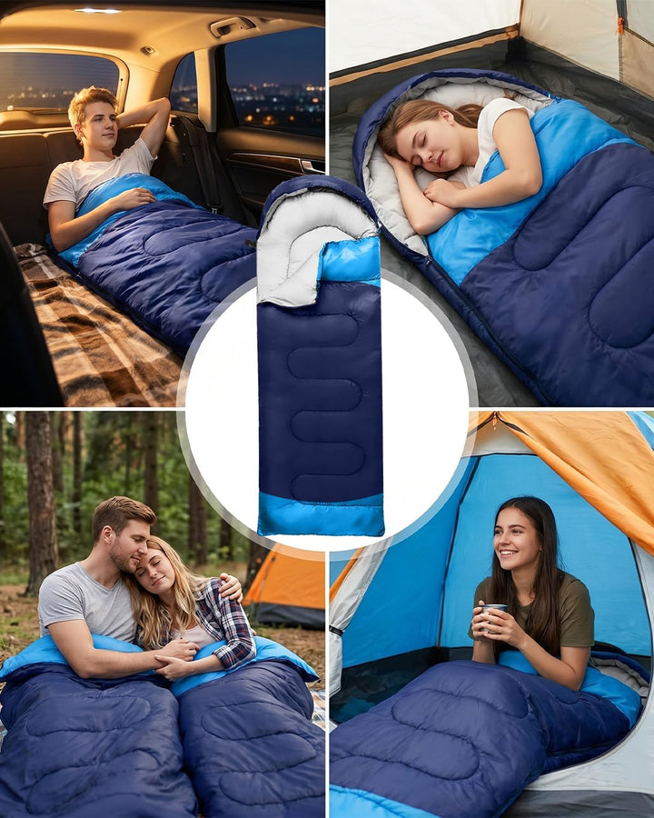 Schlafsack Camping für 3–4 Jahreszeiten, Outdoor-Schlafsack für Erwachsene und Kinder, Kompakter Sch