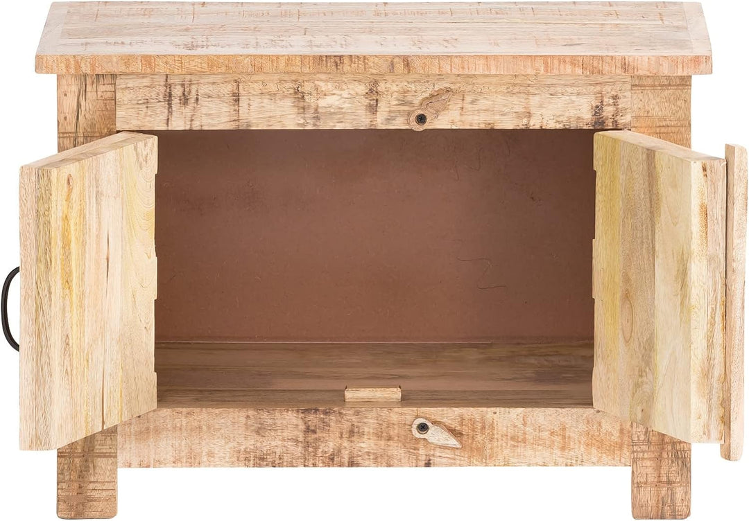 Woodkings® Flurbank Caribou massiv Holz Sitzbank Holzbank Sitzkommode Schuhbank Garderoben Flurmöbel