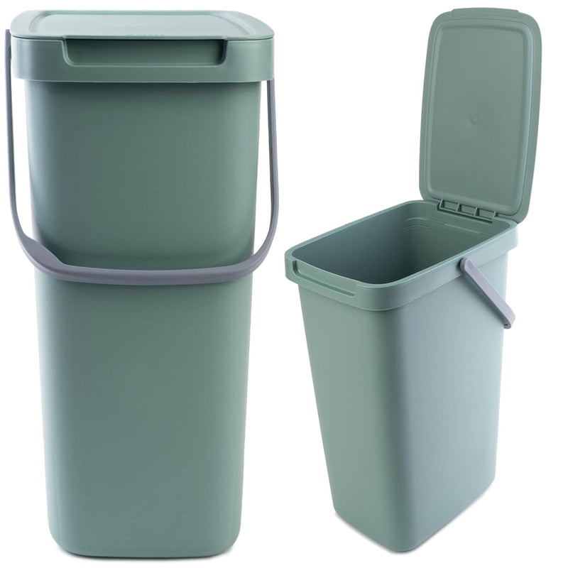 KADAX Abfallbehälter mit Deckel und Griff, Abfalleimer aus Plastik, Mülleimer für die Mülltrennung,