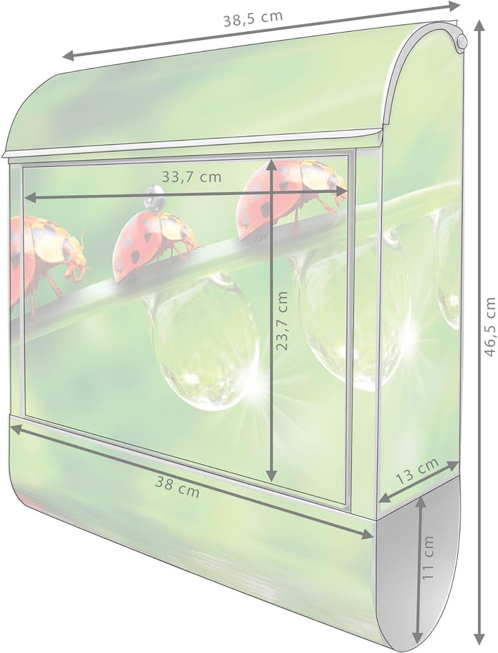banjado® Design Briefkasten mit Motiv Für Jeden Einen 39x47x14cm &amp; 2 Schlüssel - Briefkasten Stahl S