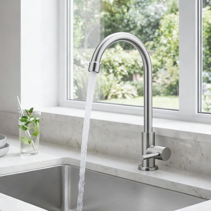 BONADE Wasserhahn Küche, 360°Drehung Einhand Hochdruck Kaltwasserhahn Küche, Drahtziehen küchenarmat