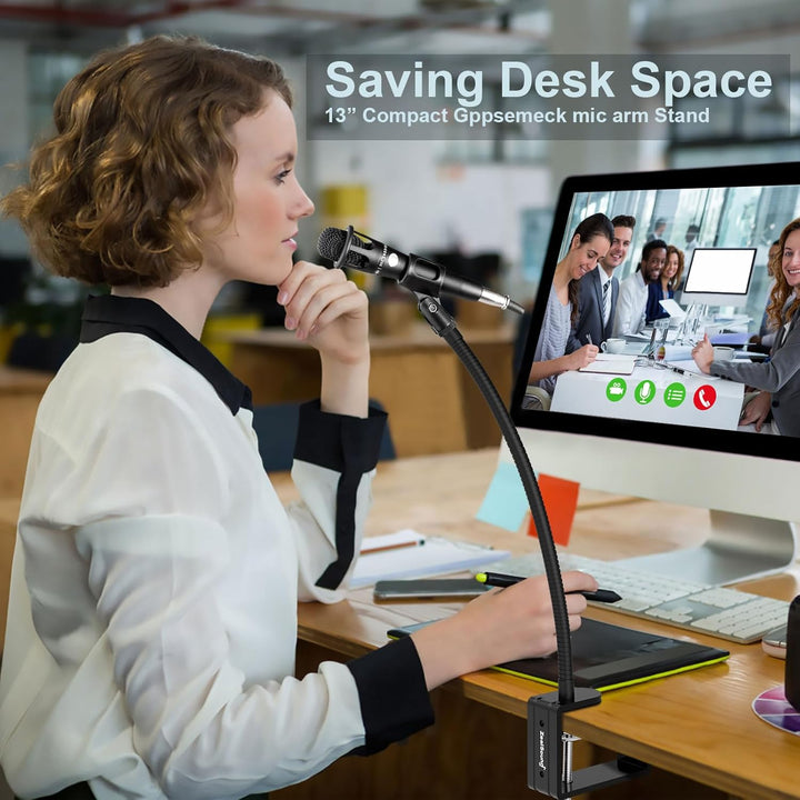 zealsound Mikrofon Arm Ständer,Verstellbarer Schwanenhals Mikrofonarm mit Microphone Clip, 3/8" auf