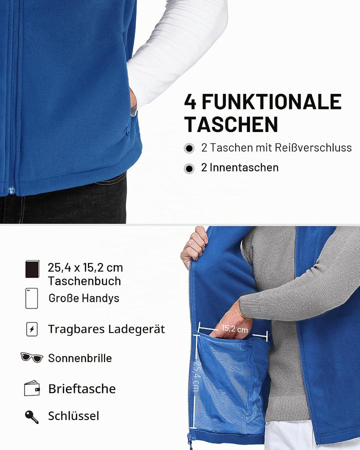 Outdoor Ventures Fleece Weste Herren Leicht Ärmellose Fleeceweste Jacke Winddicht Warm Gefütterte Wi