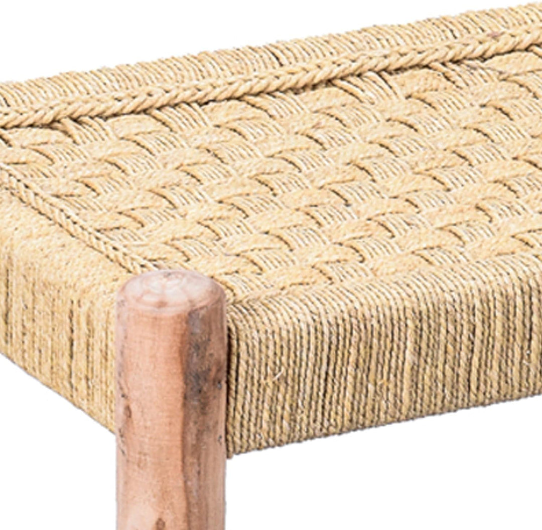 Marrakesch Sitzbank Bank aus Holz und Jute Josue 90 cm 2-Sitzer | Ideal im Garten Terrasse und Balko