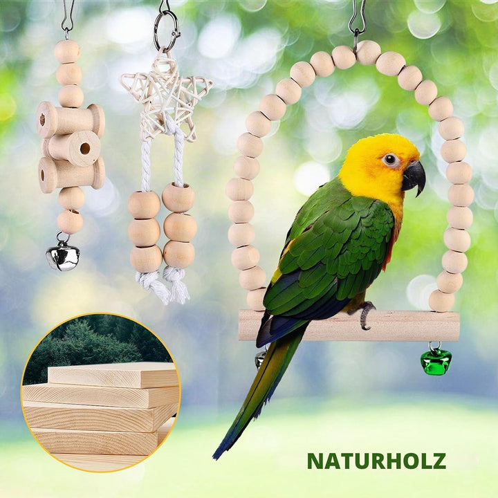 9 Stück Vogelspielzeug - Papageienspielzeug, Vogelkäfig Schaukelspielzeug, Kauspielzeug Vögel Spielz