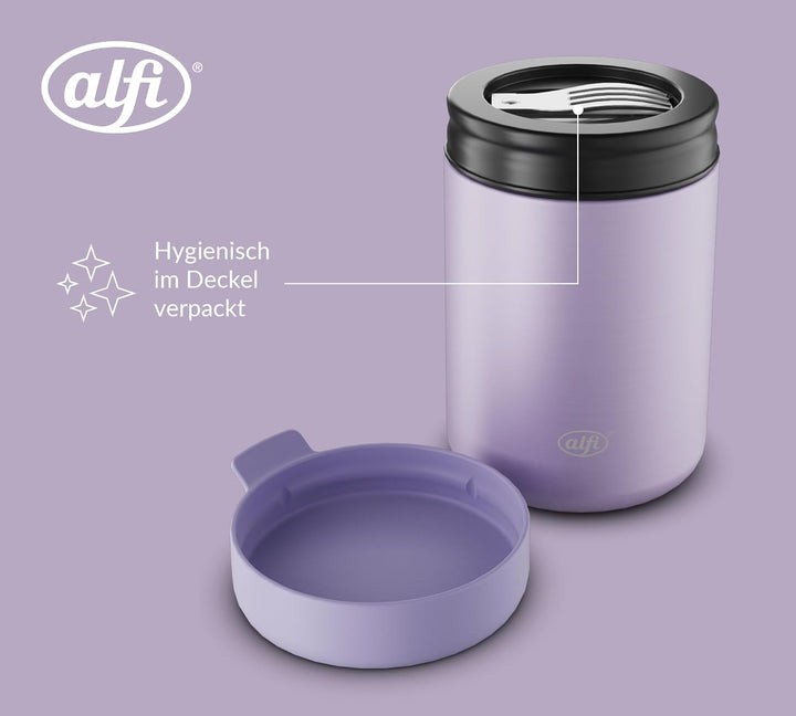 alfi ISO FOOD MUG 350ml, lila pastell, Edelstahl Thermobehälter für Essen, Isolierbehälter für Suppe