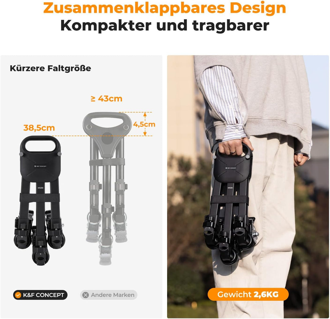 K&F CONCEPT Heavy Duty Tripod Dolly, Universal Fotografie Stativ Wagen für Stative Lichtstative,Hoch