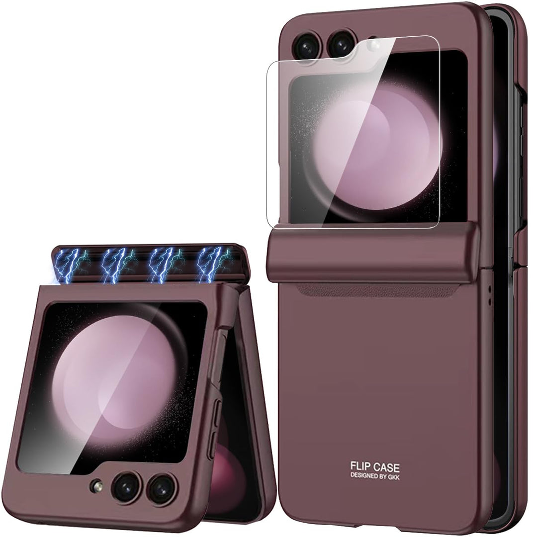 Miimall Kompatibel mit Samsung Galaxy Z Flip 5 Hülle mit Scharnierschutz Magnetischer [Externer Bild