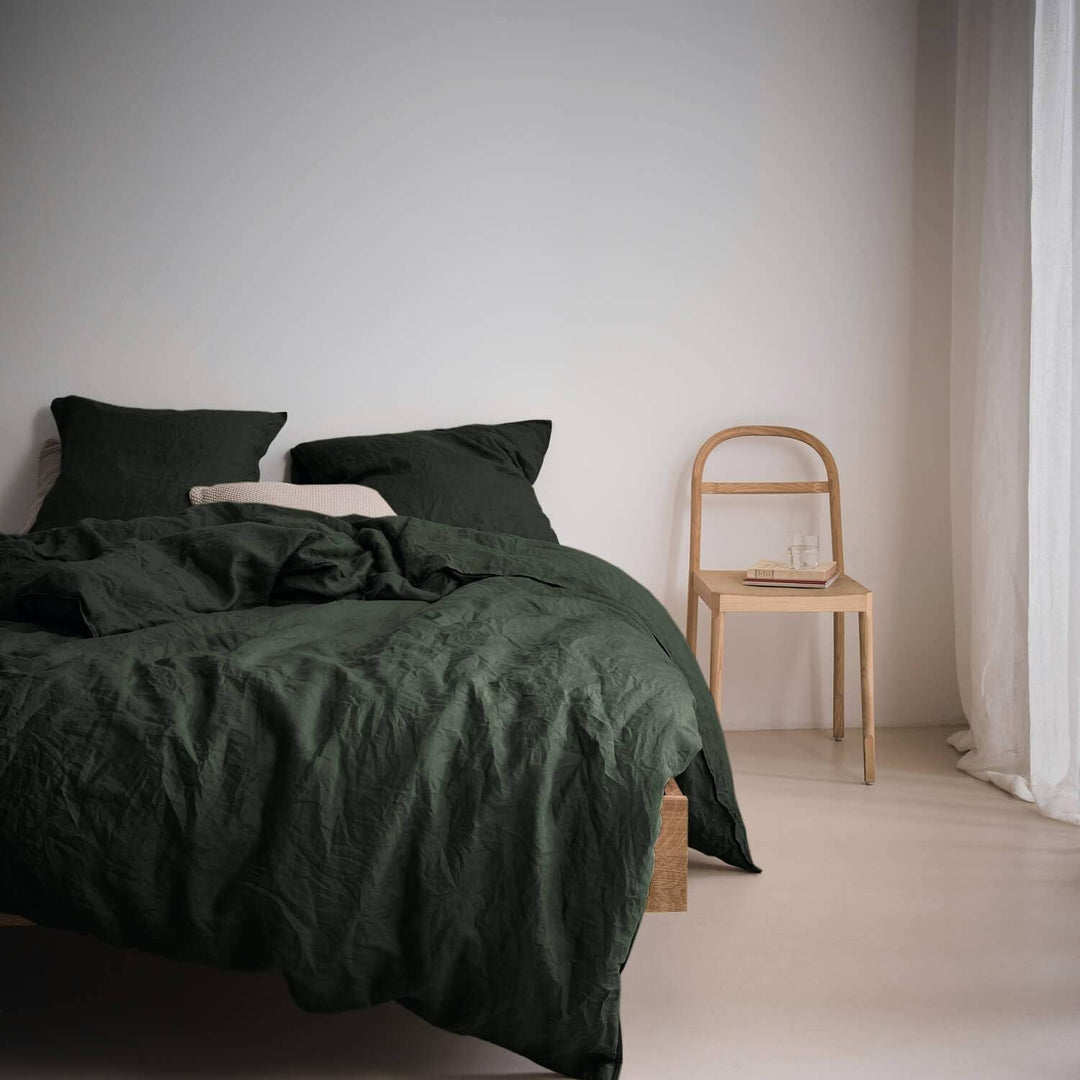 Marc O' Polo Leinen-Bettwäsche-Garnitur Valka Farbe Deep Green Grösse 200x220 2x80x80cm 200 cm x 220