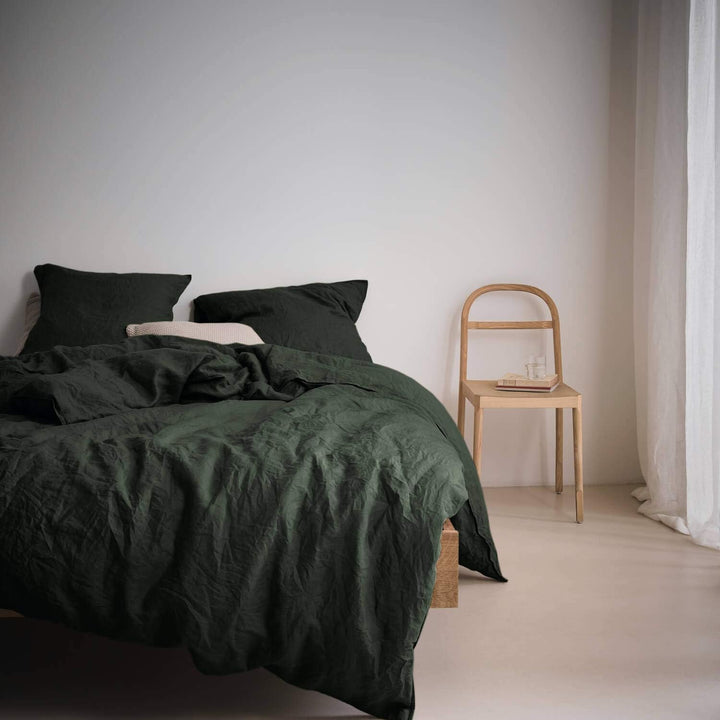 Marc O' Polo Leinen-Bettwäsche-Garnitur Valka Farbe Deep Green Grösse 200x220 2x80x80cm 200 cm x 220