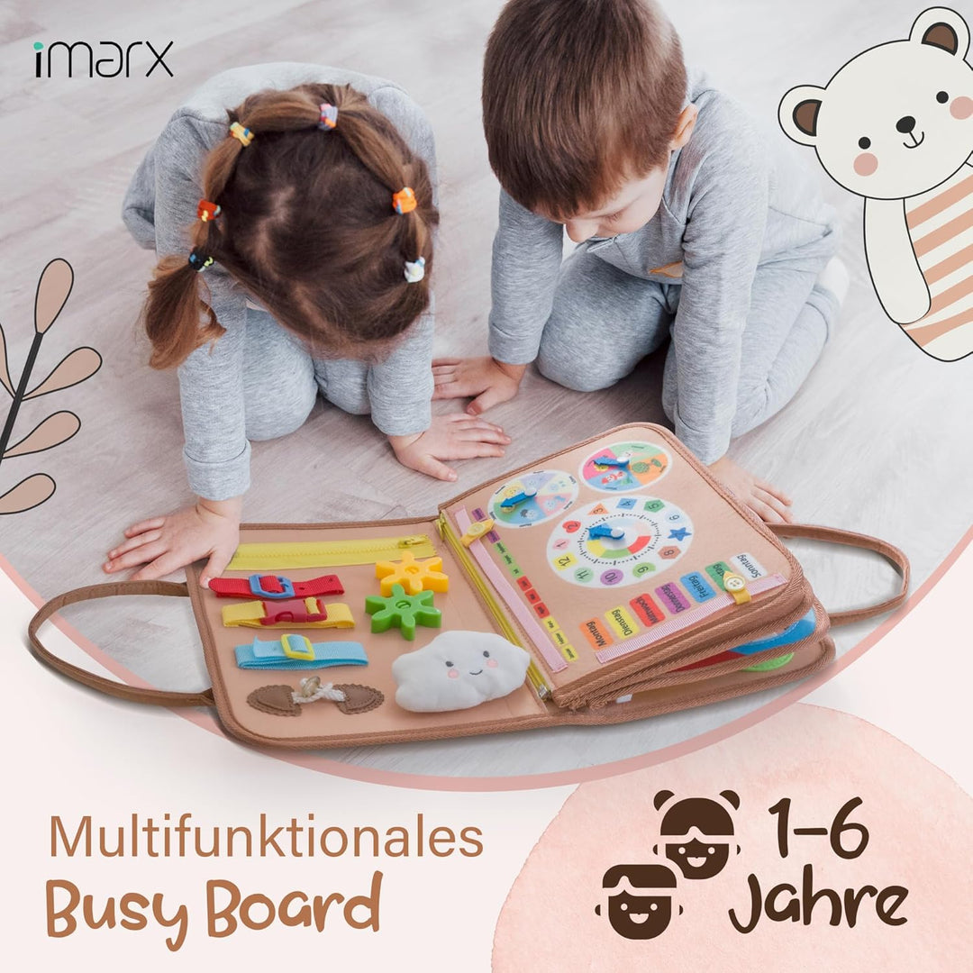 Montessori Busy Board – Motorikspielzeug, Activity Board für Kleinkinder ab 1,2,3 Jahren, Faltbar &