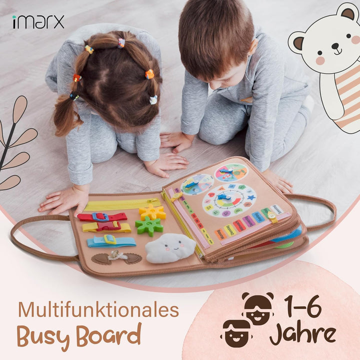 Montessori Busy Board – Motorikspielzeug, Activity Board für Kleinkinder ab 1,2,3 Jahren, Faltbar &