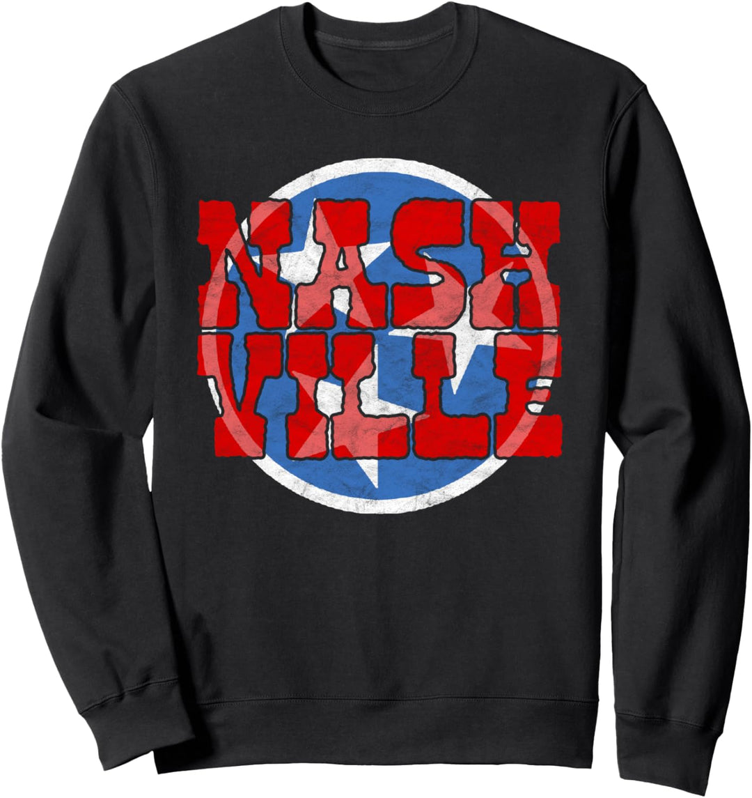 Nashville Distressed Tennessee State Flag Stars Vintage Sweatshirt