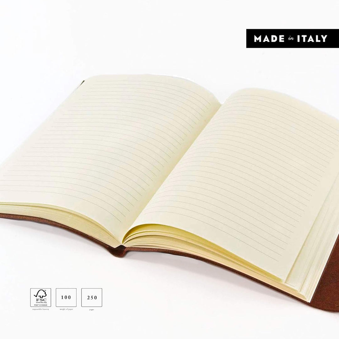 Tivoli A5 mittelgrosses Notizbuch aus recyceltem Leder, Handgearbeitet in klassischem Italienischem