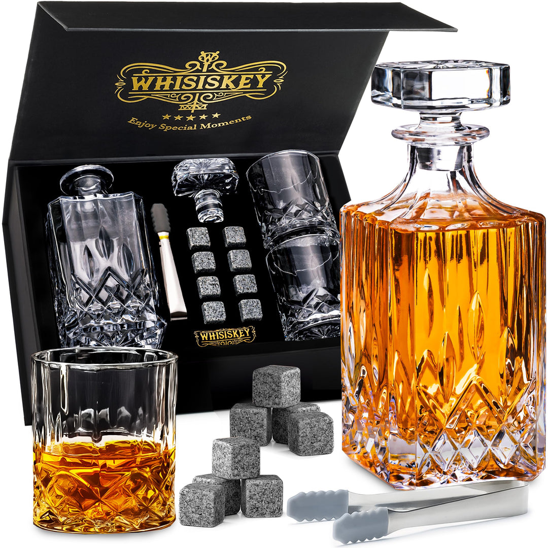 WHISISKEY Whisky Karaffe Set - Whiskey Geschenkset - Geschenke für Männer - Männergeschenke Geschenk