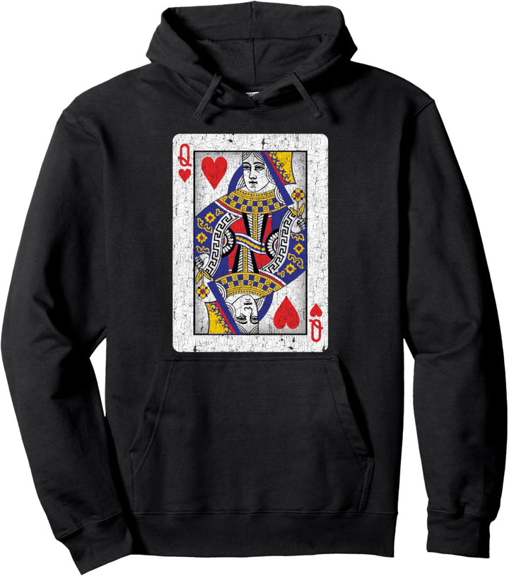 Queen of Hearts Card - Poker, Bridge Player, Costume Pullover Hoodie