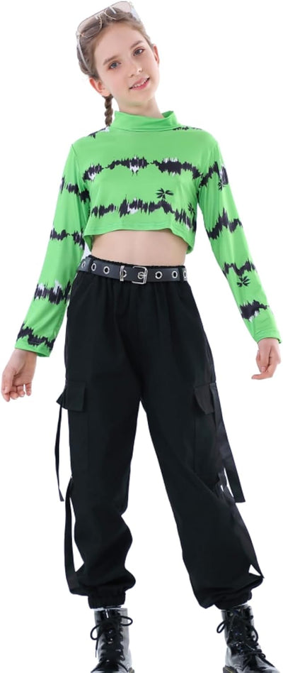 Kinder Cargo Hose Elastische Taille Jogger Hose für Jungen Mädchen Street Hip Hop… Schwarz 134-140,