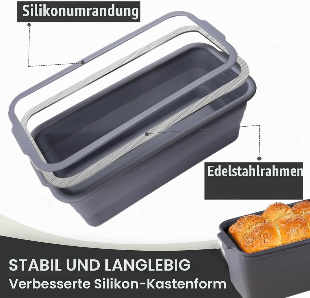 Gross Brotbackform, Faltbare Toast Form mit Deckel, verstärkter Griff, Silikonform, Backformen Kaste