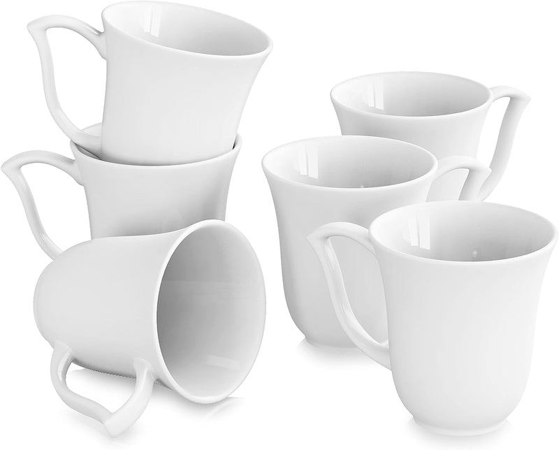 MALACASA, Serie Amparo, 6 TLG. Kaffeeservice Cremeweiss Porzellan Kaffeetasse 340ml Becher