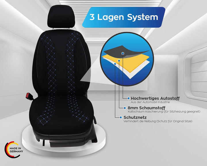 BREMER SITZBEZÜGE Mass Auto Schonbezüge kompatibel mit VW Golf Plus Fahrer &amp; Beifahrer Set ab 2004-2