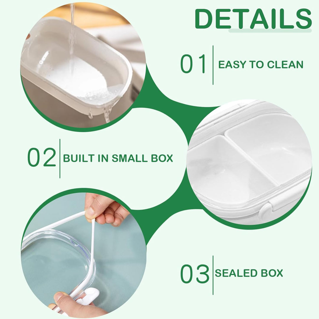 2 Stück Snackbox mit 2 Fächern,Brotdose Klein Bento Box Kinder Frühstücksbox Frischhaltedosen mit De