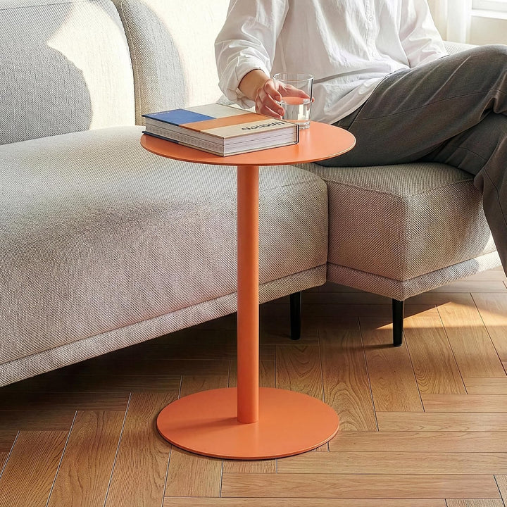 [en.casa] Beistelltisch Nastätten Gartentisch Couchtisch mit Metallgestell rund Sofatisch modernes D