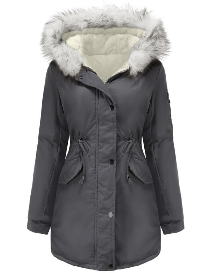 Tuopuda Winterjacke Damen Lang Wintermantel Warm Winter Jacke mit Kapuze Reissverschluss Parka Fleec