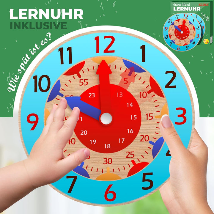 KIDIZ® Lernturm für Kinder ab 1 Jahr inkl. Lernuhr | 3-stufig Höhenverstellbarer Tritthocker aus Kie