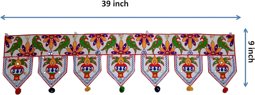 Purpledip Baumwolle Bandhanwar (Bandharwal Toran) "Colorful Saga", Tür-Aufhängung, Fenster-Volant, e