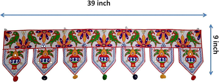 Purpledip Baumwolle Bandhanwar (Bandharwal Toran) "Colorful Saga", Tür-Aufhängung, Fenster-Volant, e