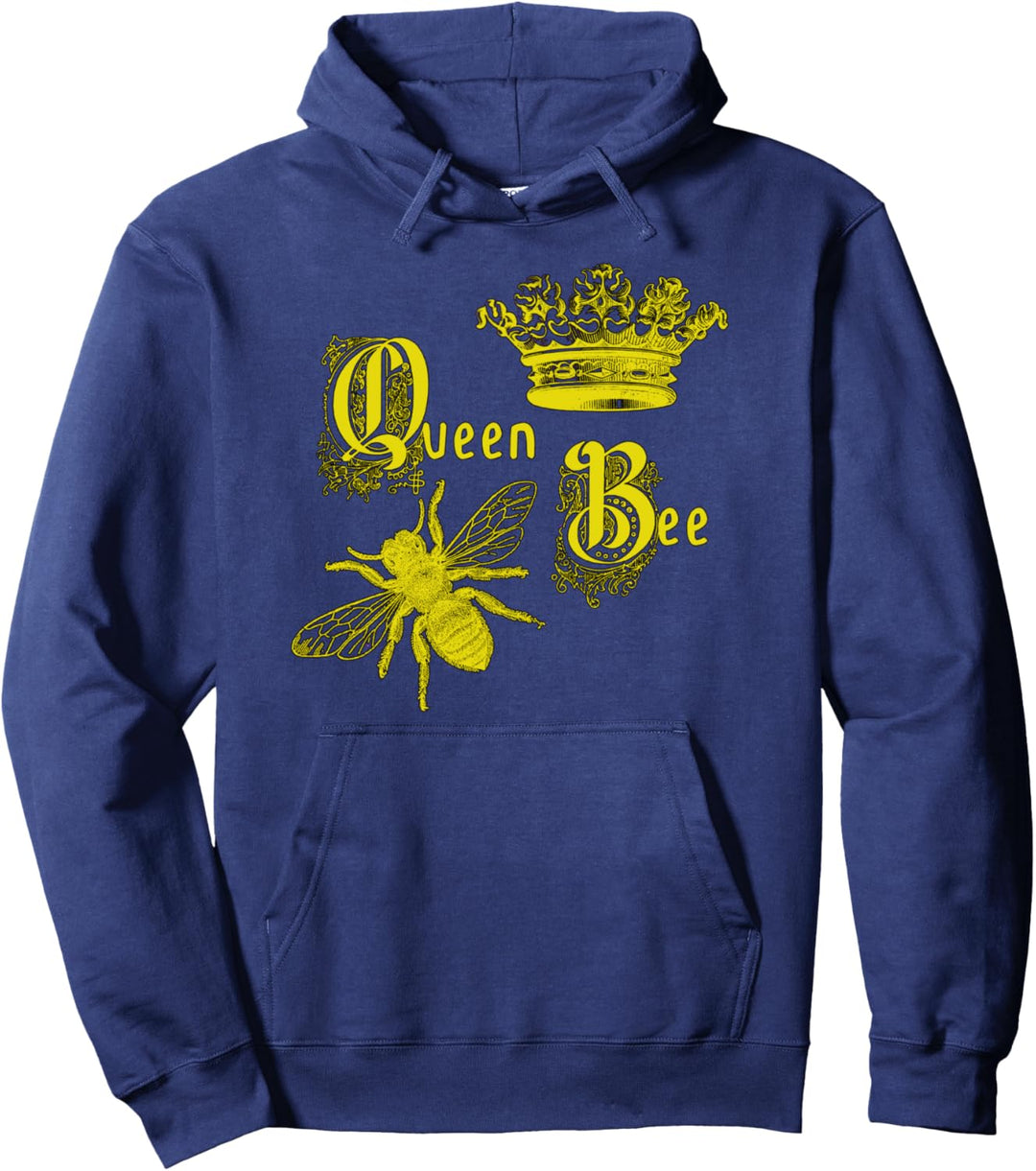 Queen Bee Vintage Crown Portrait Pullover Hoodie