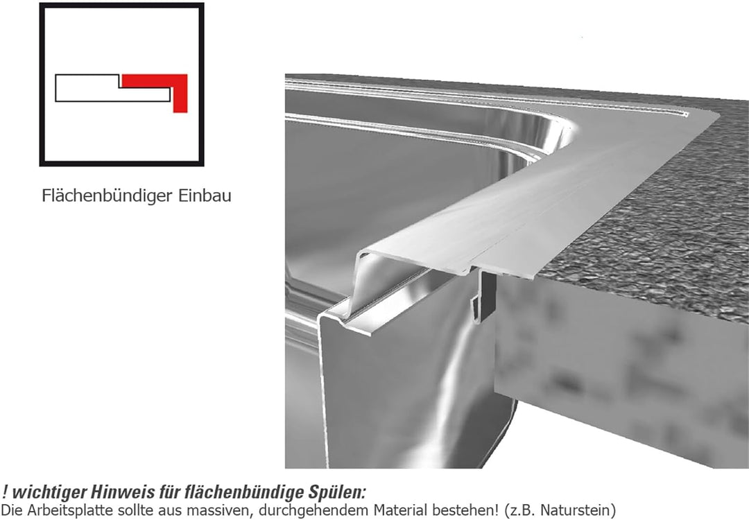 HDX 214 860x510mm, reversibel, Edelstahl gebuerstet, 3 1/2' Integral,mit Druckknopfventil, mit verde
