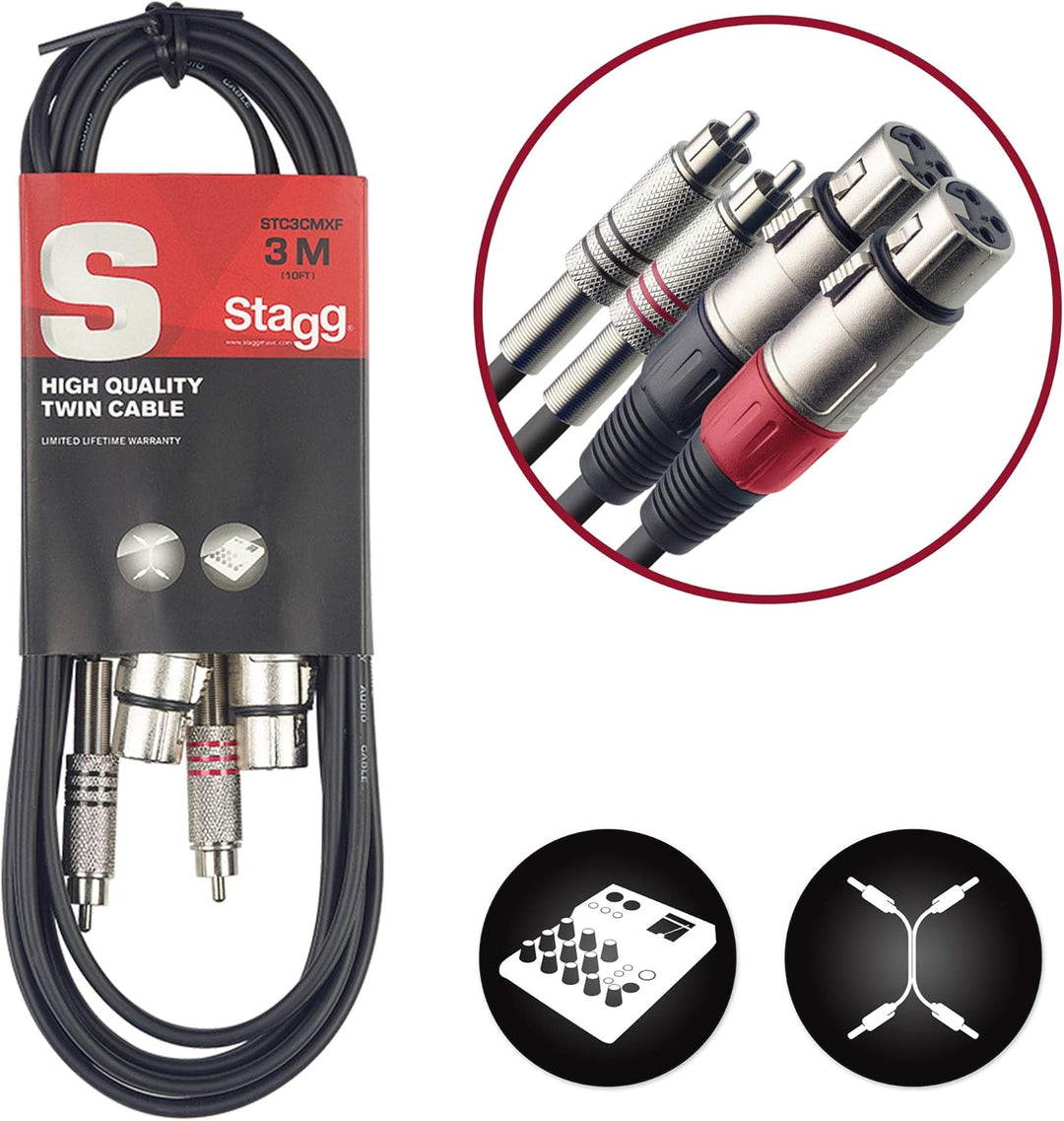 IK Multimedia iRig Stream & Stagg STC3CMXF S Serie Audiokabel Twinkabel - 2x Chinch Männlich - 2x XL