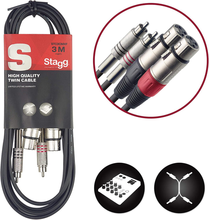 IK Multimedia iRig Stream & Stagg STC3CMXF S Serie Audiokabel Twinkabel - 2x Chinch Männlich - 2x XL
