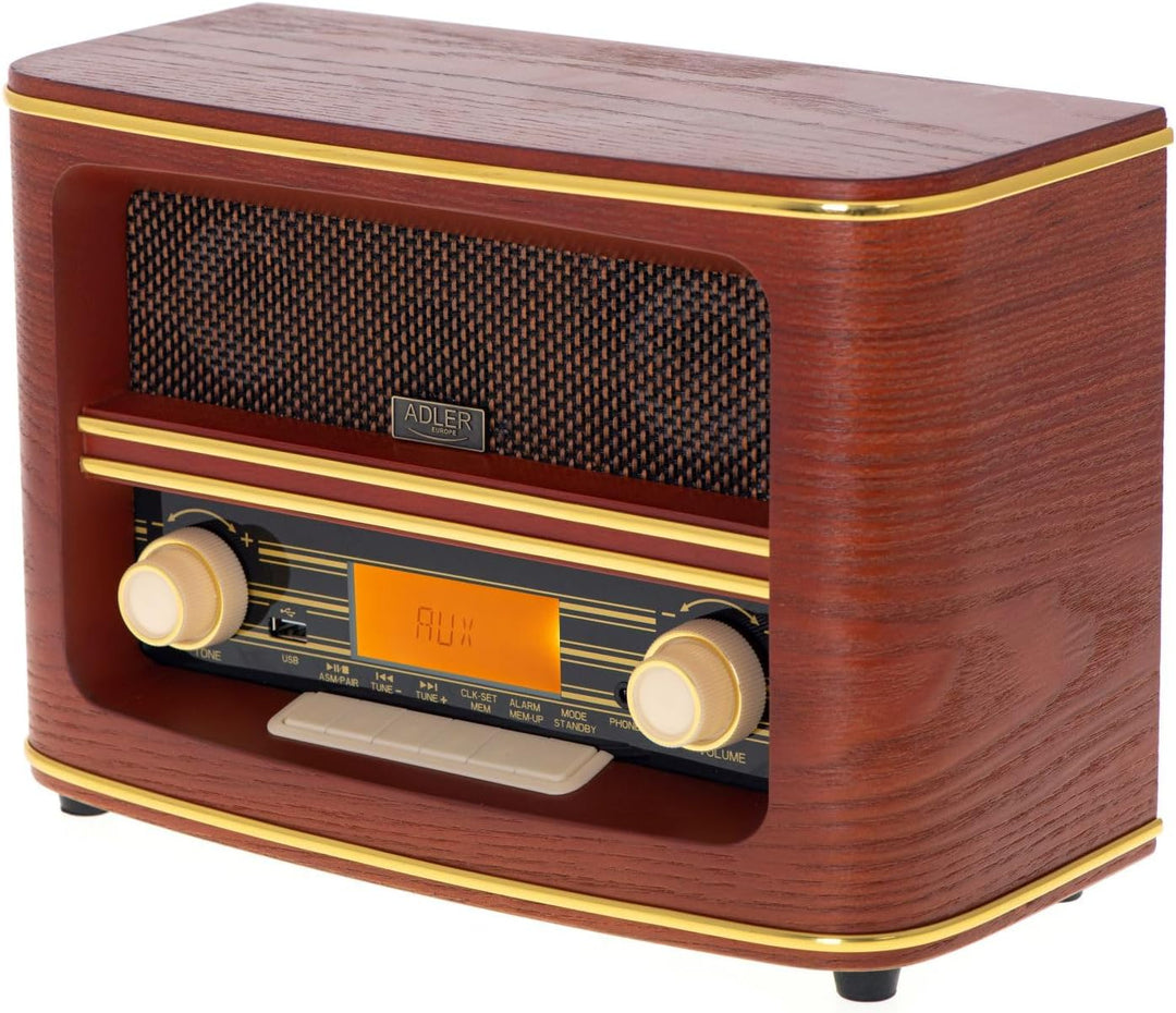 Retro-Radio FM Bluetooh 5.0 USB und Aux Wecker Apag. Autom.FABRILAMP