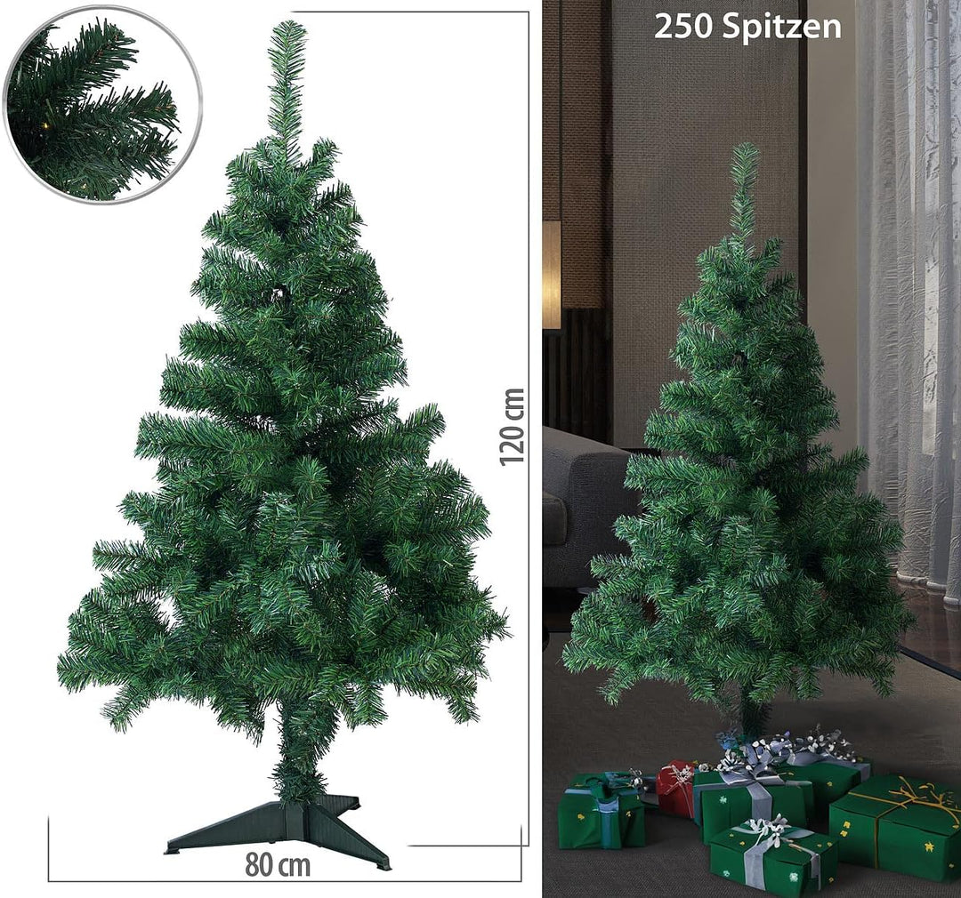 infactory Weihnachtbaum: Künstlicher Weihnachtsbaum, 120 cm, 250 Spitzen, mit Ständer (Plastik Weihn
