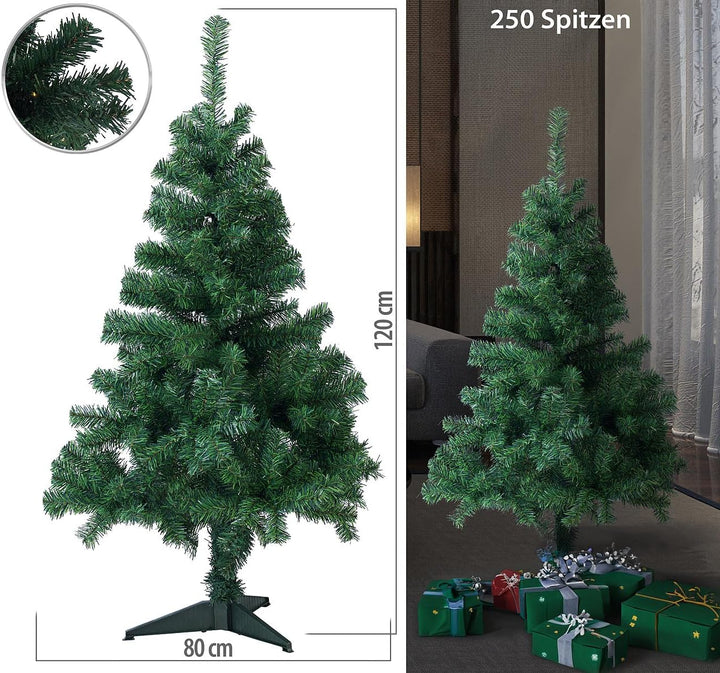 infactory Weihnachtbaum: Künstlicher Weihnachtsbaum, 120 cm, 250 Spitzen, mit Ständer (Plastik Weihn